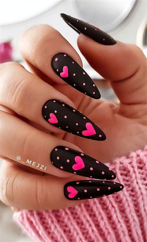 black and red valentines nails